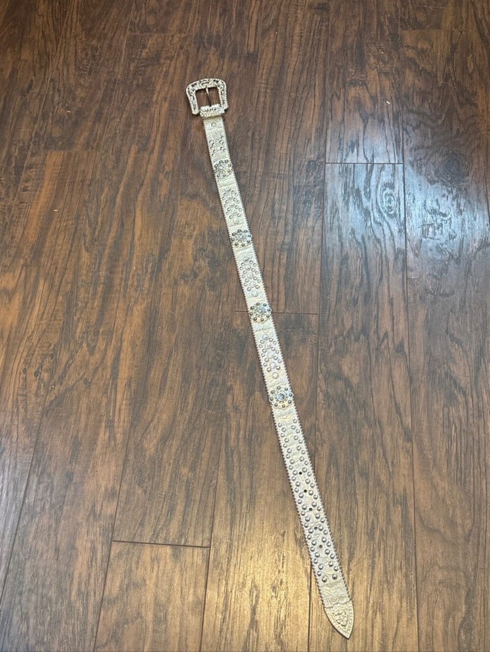 Studded Blazin ROXX Crystal Detail Women's Belt - Cream
